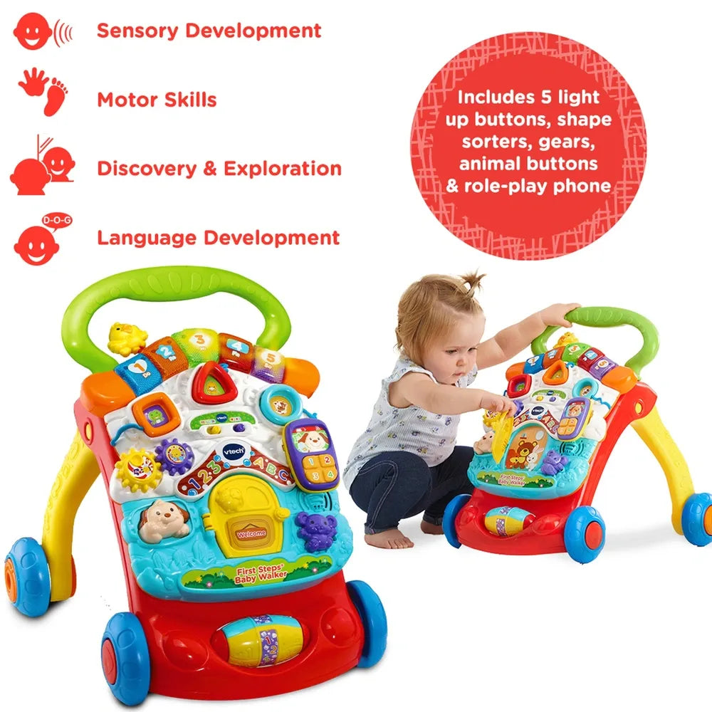 VTech First Steps Baby Walker – Red | Early Learning Activity Walker