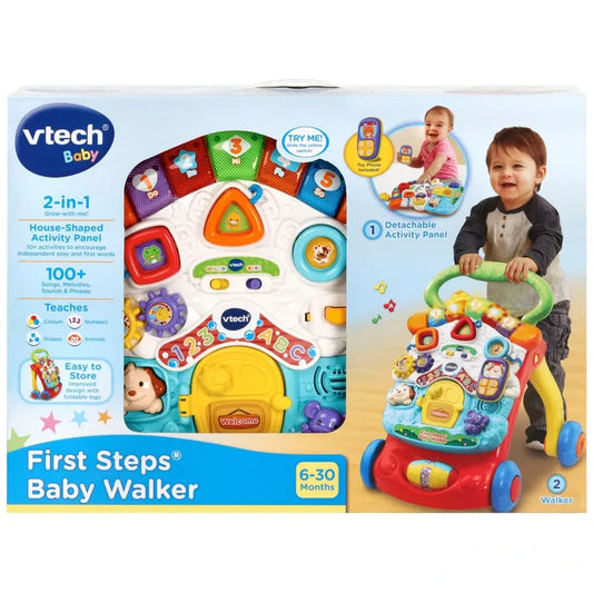 VTech First Steps Baby Walker – Red | Early Learning Activity Walker
